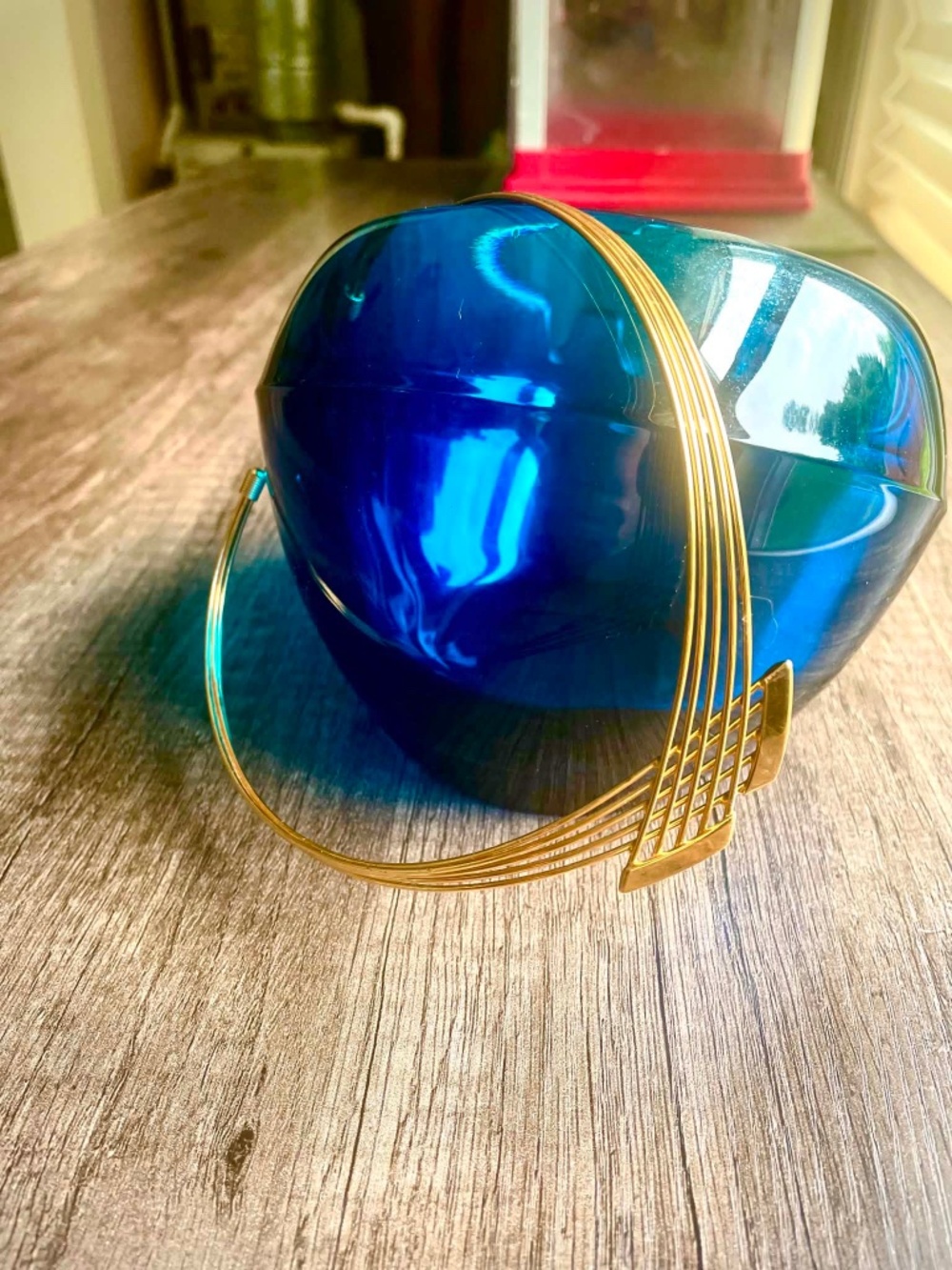 Vintage Modernist gold-tone statement collar necklace 80s 70s Glam